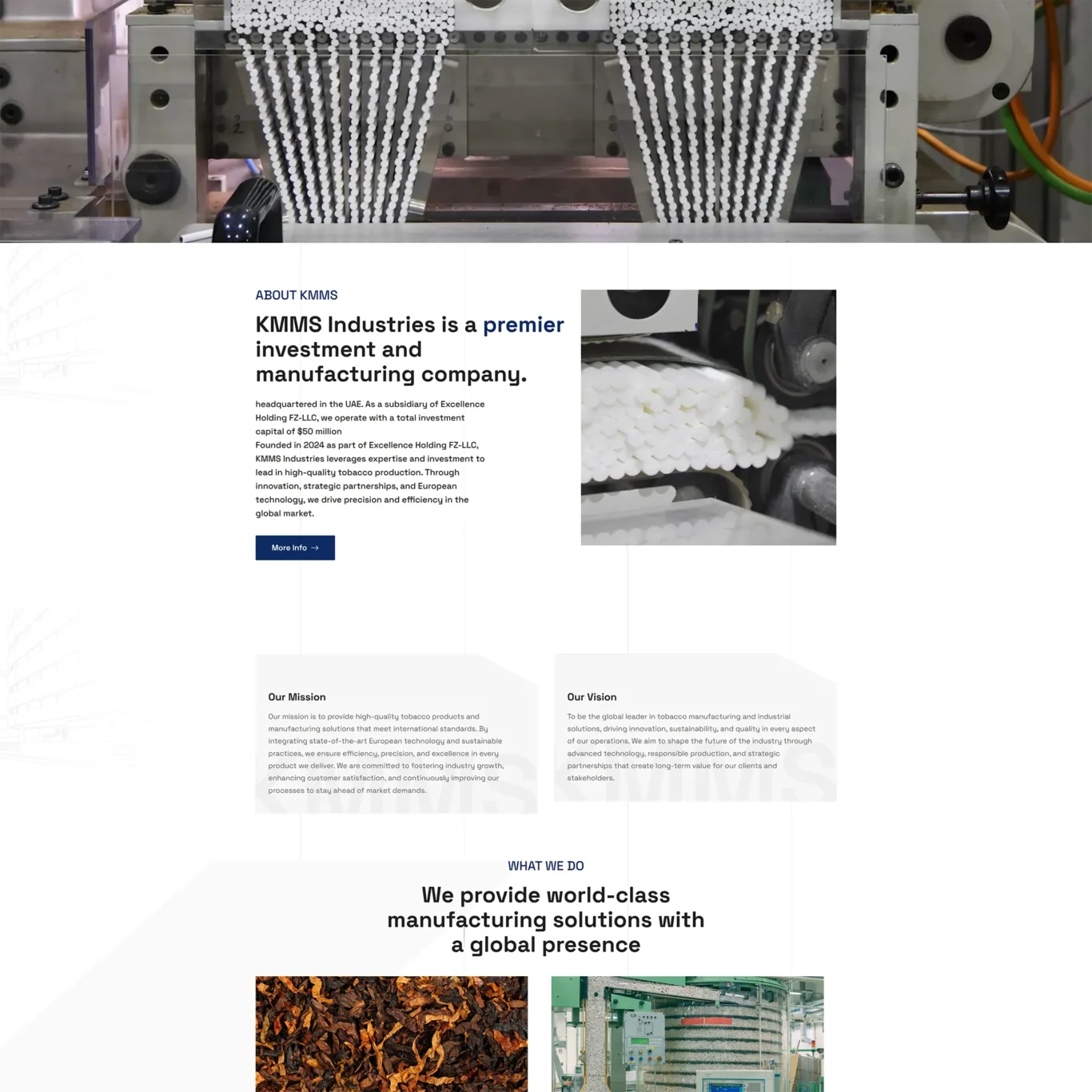 KMMS Industries | One-Page Manufacturing Website UAE | Masoud Raoufi Photography Services KMMS Industries | One-Page Manufacturing Website UAE