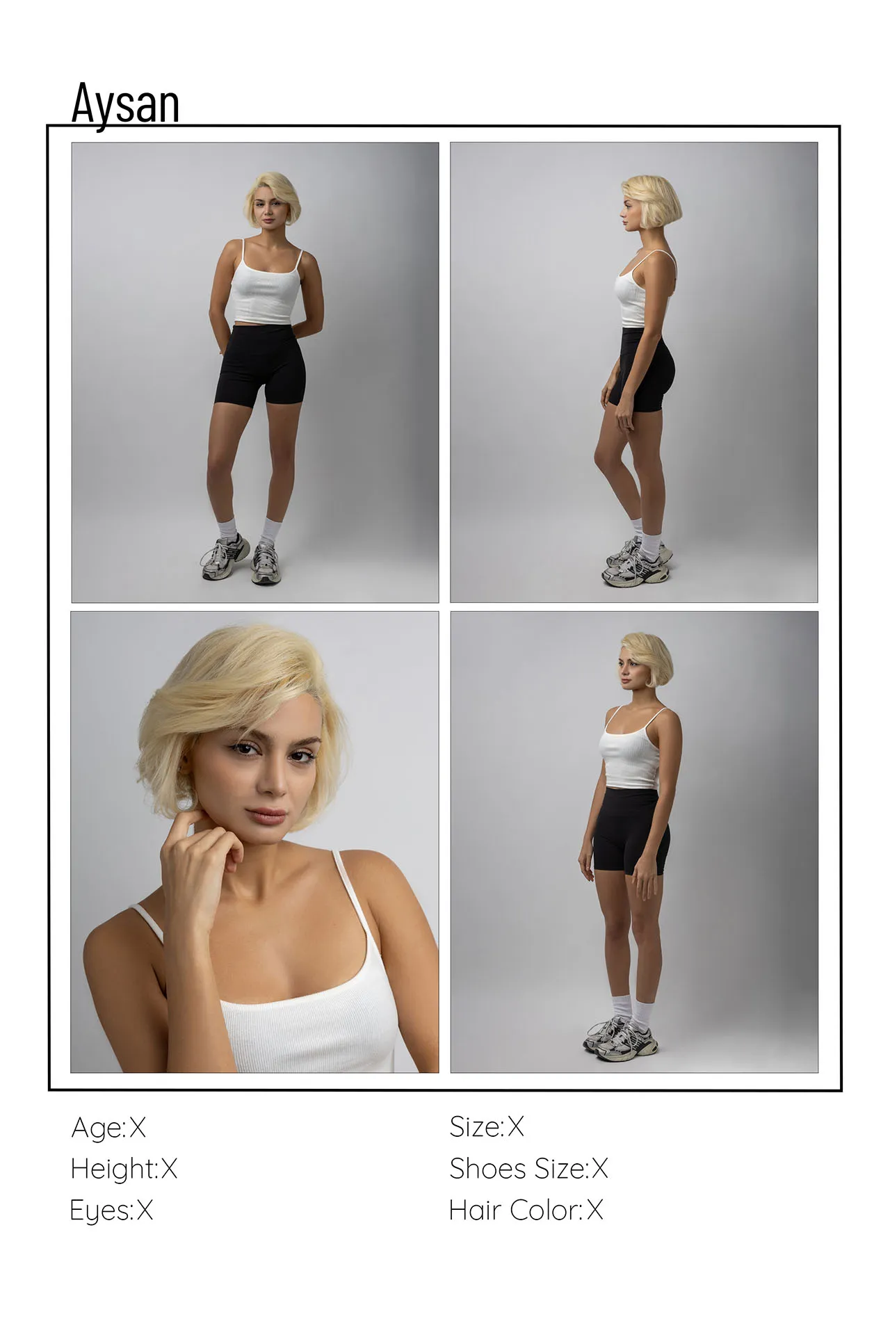 Female modeling portfolio photography showing range and versatility Dubai