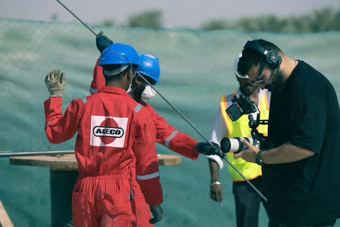 Behind the scenes industrial photography shoot at manufacturing facility