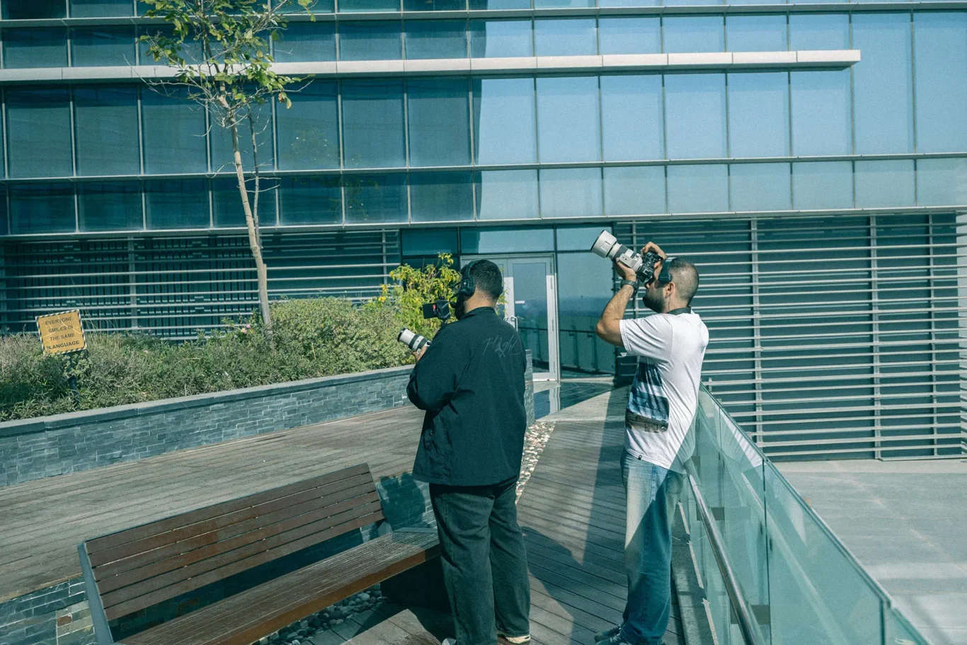 Behind the scenes videography production at industrial facility