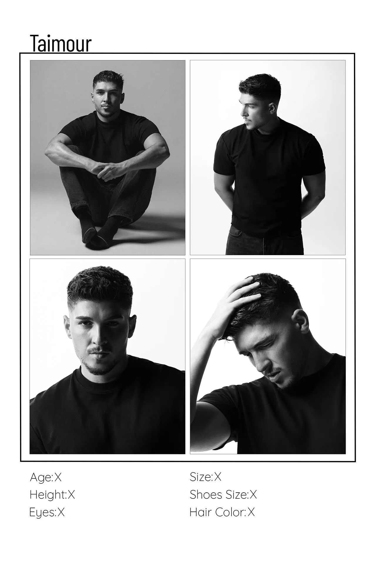 Casting-ready male modeling portfolio headshot in Dubai studio