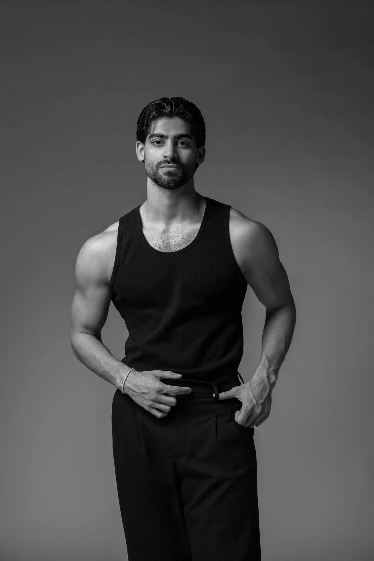 Dark and moody portrait photography of a woman at a professional studio in Dubai