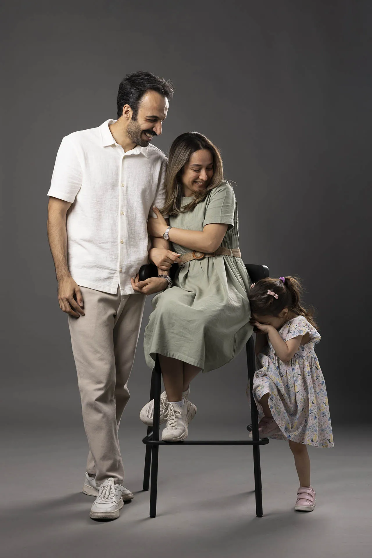 Family photoshoot at a professional photo studio in Business Bay Dubai