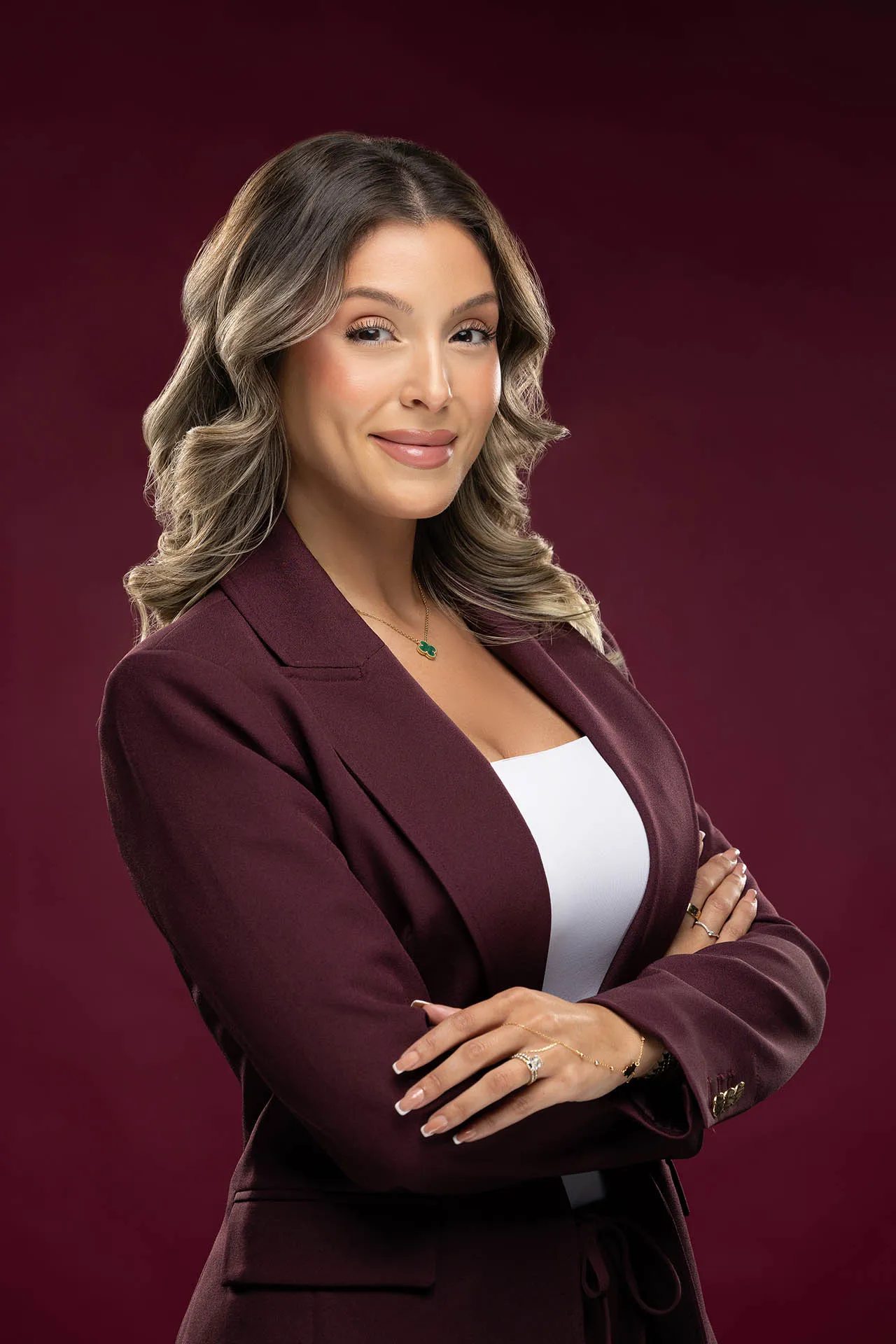 Female personal branding portrait at a professional photo studio in Dubai