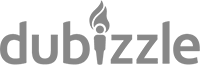 Dubizzle wordmark in gray with a stylized flame graphic above the letters.