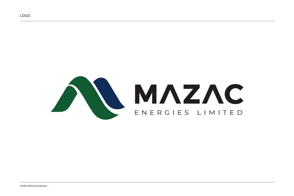 Primary MAZAC logo with the flowing green and navy M symbol and the Energies Limited wordmark on white.