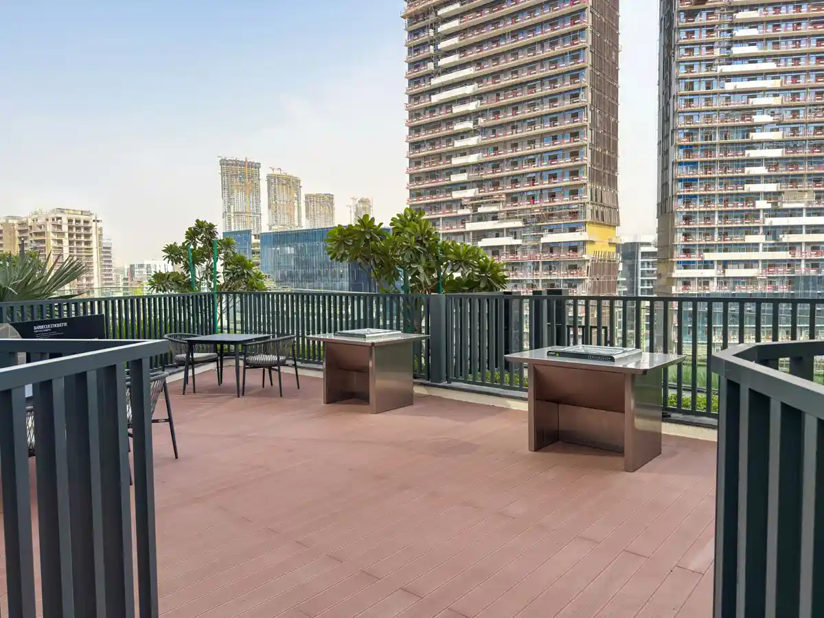 BBQ deck at Crest Grande, Sobha Hartland, amenity photo for an Airbnb listing