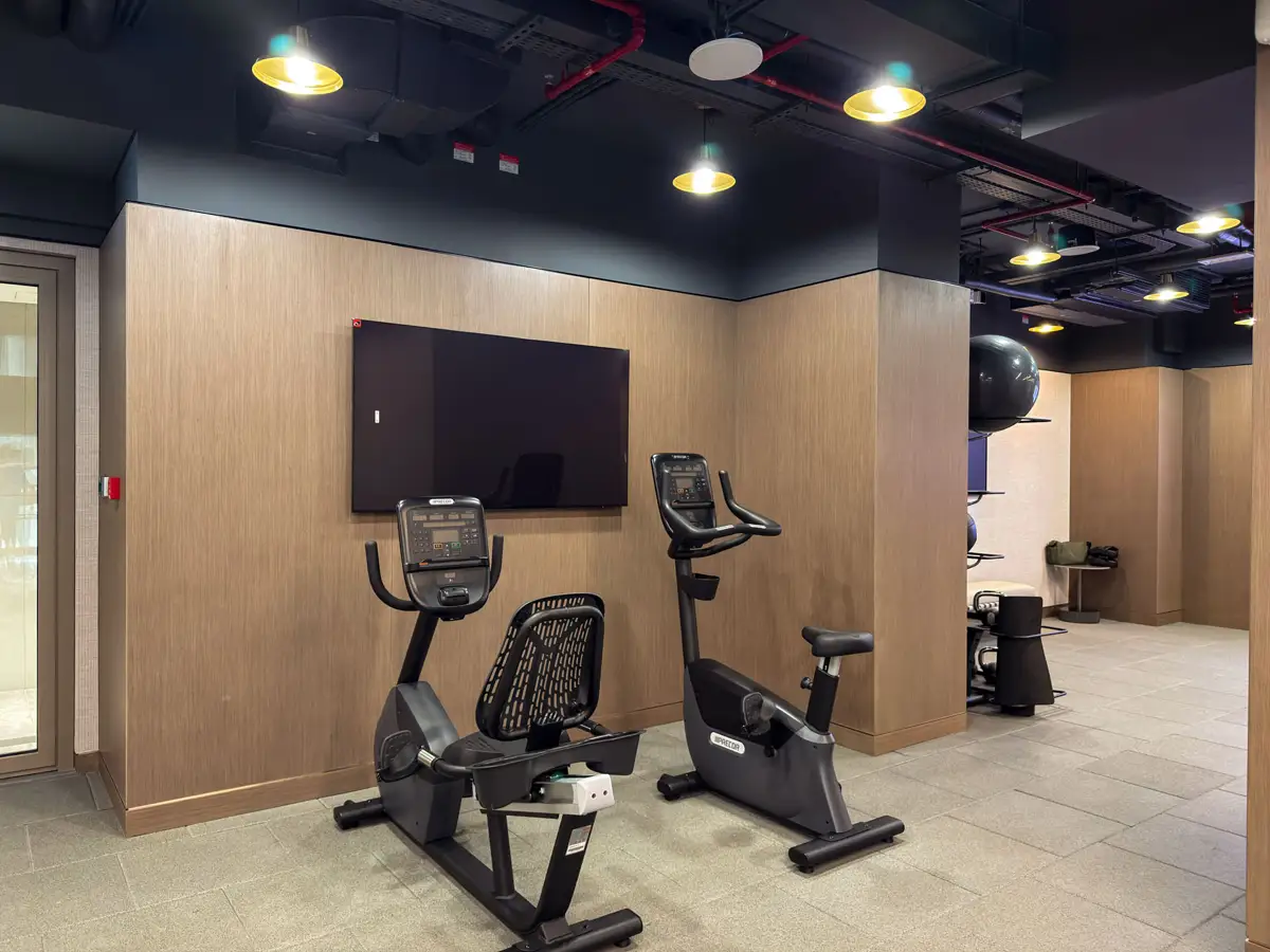 Indoor gym amenity at Crest Grande, Sobha Hartland, photographed for an Airbnb listing