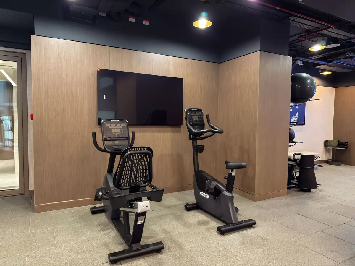 Indoor gym amenity at Crest Grande, Sobha Hartland, photographed for an Airbnb listing