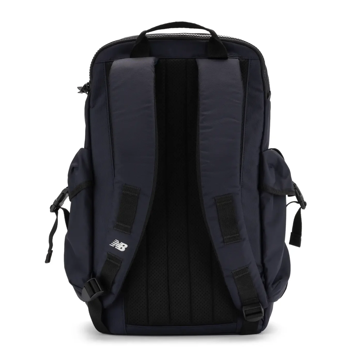 Back view of the navy New Balance backpack with padded back panel. E-commerce product photography for New Balance by MRPS in Dubai.