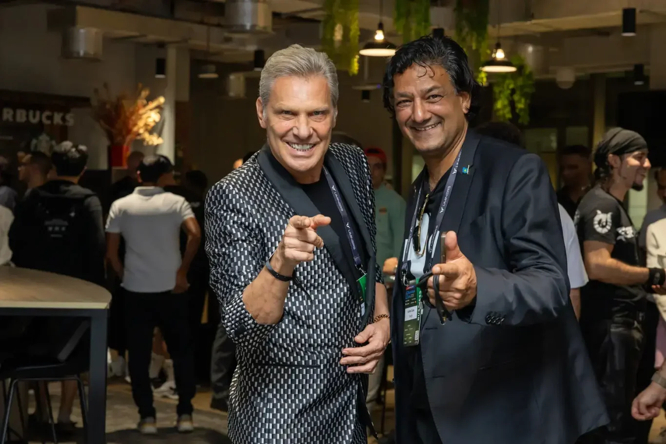 Guests posing for the camera at a Blockchain Life side event. Event photography by MRPS at Blockchain Life 2025, Festival Arena, Dubai.