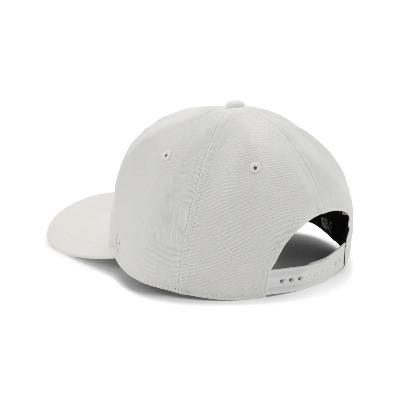 Back view of the white New Balance cap with snap closure. E-commerce product photography for New Balance by MRPS in Dubai.