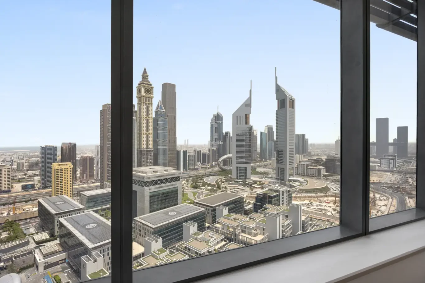 View over DIFC towers in a Your Stay Apartments one-bedroom at Sky Gardens, DIFC, Dubai.