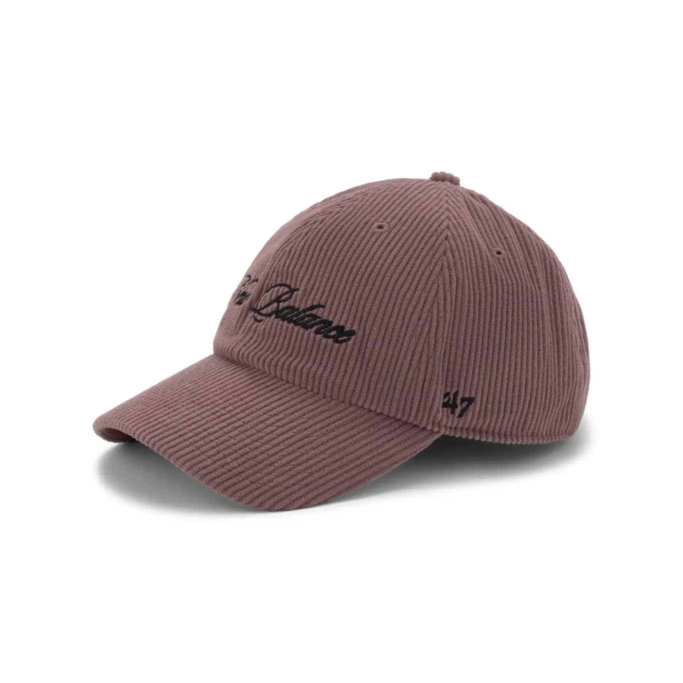 Mauve corduroy New Balance cap at a three-quarter angle. E-commerce product photography for New Balance by MRPS in Dubai.